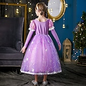 ieftine Costume pentru fete-Prințesă Rapunzel Rochii Manta Rochie de fete cu flori Cosplay Partidul costumelor for Fete Pentru copii Zuia Copiilor Mascaradă Nuntă Invitat la nunta