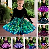 preiswerte 3D Shining Vision Kleid-Mädchen&#039; 3D Graphic Kleid Langarm 3D-Druck Sommer Herbst Urlaub Sport &amp; Natur Täglich Kuschelig Brautkleider schlicht Schön kinderkleidung 3-12 Jahre Casual kleid A Linie Kleid Übers Knie Regular Fit