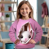 levne 3D zvířata dívky-Dívčí 3D Komiks Králíček Mikina Dlouhý rukáv 3D tisk Léto Podzim Módní Šik ven Rozkošný Polyester Děti 3-12 let Venkovní Ležérní Denní Běžný