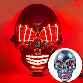 cheap Novelties-halloween ghost head white silver skull light mask led ghost head horror atmosphere mask