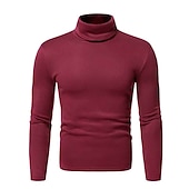 olcso férfi pulóver pulóver-Férfi Garbó Kötöttáru Férfi teknős nyakú jumper Pulóver Kötött Normál felsők Kötött Sima Körgallér Modern Kortárs Munka Hétköznapi viselet Ruházat Ősz Tél Bor Fekete S M L