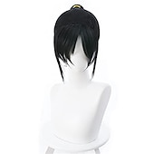 halpa Elokuvahahmon peruukit-käytä wreck-it ralph vanellope von schweetz cosplay peruukki vanellope von schweetz musta korkea poninhäntä anime prop peruukit halloween peruukit