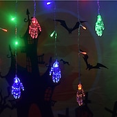 cheap Halloween Outdoor-Halloween Decorations 3.5M 96Led LED Icicle Curtain String Lights, 3D Pumpkin Ghost Lantern for Home Party Holiday Lights EU US AU UK Plug