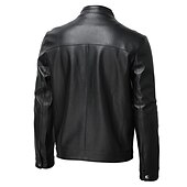 cheap Men&#039;s Jackets &amp; Coats-Male Faux Leather Jacket Transition Jacket Casual Daily Zipper All Seasons Pure Color Outdoor Standing Collar Faux Leather Black Jacket