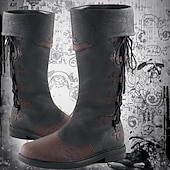 economico Stivali da uomo-stivali da uomo stivali da cowboy retrò stivali rinascimentali casual outdoor daily pu traspirante confortevole antiscivolo con lacci corteccia marrone nero autunno inverno