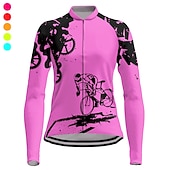 economico Maglie da donna-Per donna Maglia da Ciclismo Grafico Manica Lunga Bicicletta Maglia Top con 3 tasche posteriori Mountain Bike MTB Ciclismo su strada Asciugatura Rapida Strisce Riflettenti Tasca Posteriore Traspirante