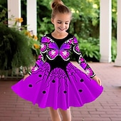 economico Abito farfalla 3D-ragazze&#039; 3D Pop art Farfalla Vestito Manica lunga Stampa 3D Estate Autunno Sportivo Giornaliero Per eventi stile sveglio Informale Bellissimo Bambino 3-12 anni Abito casual Abito linea A Sopra il