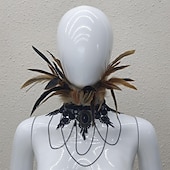 levne Příslušenství a další-Retro Punk a gotika Náhrdelník Péřový límec Čerodějnice Zlý Dámské Fantazie Steampunk Valpuržina noc Plesová maškaráda Večírek Dospělé Šály