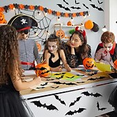 olcso Halloween matricák-72 db denevér fali dekor halloween dekoráció, 3d denevér matrica otthoni dekorációhoz 4 méretű félelmetes fekete kísérteties denevér parti kellékek