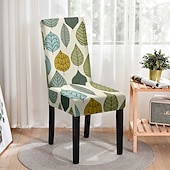 abordables Funda para silla de comedor-Funda elástica para silla de comedor con hojas, funda suave para asiento de silla, protector de muebles lavable duradero para fiesta en el comedor