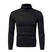 olcso férfi pulóver pulóver-Férfi Garbó Kötöttáru Férfi teknős nyakú jumper Pulóver Kötött Normál felsők Kötött Sima Körgallér Modern Kortárs Munka Hétköznapi viselet Ruházat Ősz Tél Bor Fekete S M L