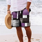 economico Stampa Geometrica-Per uomo Grafico Blocco di colori Patchwork Shorts Pantaloncini Estivi Shorts da Spiaggia Misura del girovita medio Streetwear Hawaiano Designer Casuale Quotidiano Ferie Elastico in vita Stampa 3D