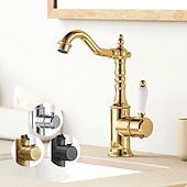 お買い得  回転可能-水栓 - シングルハンドルつの穴 電気メッキ 標準スパウト センターセット レトリ／ヴィンテージ / ミニマリスト Kitchen Taps
