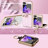 Χαμηλού Κόστους Samsung Θήκη-τηλέφωνο tok Για Samsung Galaxy Z Flip 6 Z Flip 5 Z Flip 4 Z Flip 3 Πίσω Κάλυμμα Φορητά Αντικραδασμική Κορνίζα Επιμεταλλωμένη Ουρανός Λάμψη γκλίτερ TPU PC Μεταλλικό