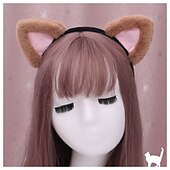 cheap Hair Styling Accessories-Handmade Cute Lolita Hair Ornaments Animal Ears Headdress Cosplay Props Lo Mother Cat&#039;S Ears (Steamed Cat-Ear Shaped Bread) Hair Hoop