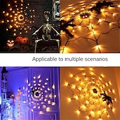 お買い得  ハロウィンライト-2 個ハロウィン装飾発光クモの巣漁網ライトストリングパーティーゴーストフェスティバル小道具ハロウィン装飾