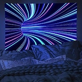 זול שטיחי קיר של Blacklight-blacklight שטיח uv תגובתי זוהר בחושך מסיבת ניאון תלת מימד מערבולת פסיכדלי טריפי ערפילי תלוי שטיח קיר אמנות קיר ציור קיר לחדר שינה בסלון