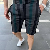 お買い得  ワークショーツ-男性用 ピンクのショーツ ショーツ チノパンツ バミューダショーツ ワークショーツ ポケット ドローストリング プリント グリッド / タータンチェック 高通気性 ソフト 膝丈 カジュアル 日常 祝日 シンプル フォーマル グレーグリーン ブラック / ホワイト マイクロエラスティック