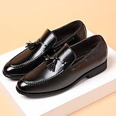 cheap Semi-Formal-Men&#039;s Brown Leather Tassel Loafers – Classic Slip-On Dress Shoes for Business, Weddings, and Formal Events