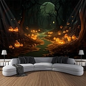 halpa halloween seinävaatteita-halloween koristeet kuvakudos jack o lyhty kurpitsa sisustus seinä taide suuri riippuva kuvakudos seinämaalaus sisustus valokuva tausta peitto verho koti makuuhuone olohuone lepakko kummitus talo