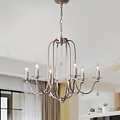 economico Lampadari-lampadario per sala da pranzo stile candela 6/9/12 teste moderna illuminazione a sospensione in fattoria, lampada a sospensione a soffitto a candela spazzolata a 9 luci per soggiorno camera da letto