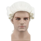 abordables Pelucas históricas-Peluca Rizada de Caballero Abogado Curly George Washington Cosplay Pelucas de Halloween Carnaval