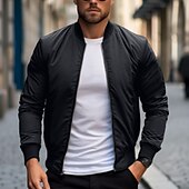 preiswerte Herrenjacken &amp; Herrenmäntel-Herren Bomberjacke übergangsjacke Alltagskleidung Leicht Reißverschluss Sommer Frühling Einfach Streetwear Kragen Regulär Schwarz Rot Dunkelblau Grau Jacken