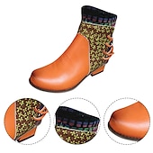 ieftine Botine-cizme boho chic de damă cu mozaic colorat și fermoar – cizme cu șireturi în stil vintage pentru toamnă și iarnă