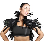 cheap Accessories and More-Punk &amp; Gothic Shawls Feather Cape Witch Maleficent Drag Queen Women&#039;s Fantasy Walpurgis Night Halloween Carnival Performance Party Pride Parade Adults&#039; Shawl All Seasons