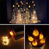 voordelige Batterij String Lights-2m 20leds kaars wijnfles lichtslinger wijnfles vlam kurk lamp diy party bruiloft valentijnsdag guirlande