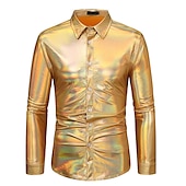 preiswerte Oberteile-Disko 1980er Glänzend Metallisch Bluse / Hemd Maskerade Disco Herren Karnevalskostüm Maskerade Party / Abend Junggesellinnenabschiedsparty Pride Parade Erwachsene Hemd