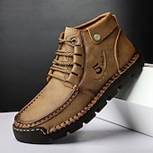 abordables Baskets-bottines en cuir vintage pour hommes – chaussures d&#039;extérieur décontractées à lacets avec semelle antidérapante durable