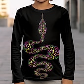 billiga Pojkens 3D-djur-Pojkar 3D Djur T-shirt Långärmad 3D-tryck Höst Vinter Sport Mode Streetwear Barn 3-12 år Utomhus Ledigt Dagligen Normal