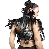 cheap Accessories and More-Punk &amp; Gothic Shawls Feather Cape Witch Maleficent Drag Queen Women&#039;s Fantasy Walpurgis Night Halloween Carnival Performance Party Pride Parade Adults&#039; Shawl All Seasons