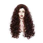 levne Syntetické trendy paruky-dlouhé vlnité paruky 28palcová přírodní béžová smíšená blond syntetická pernatá kudrnatá paruka pro ženy halloween cosplay party paruky