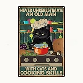 cheap Metal Tin Sign-1pc Retro Metal Tin Sign Cute Cat Tin Sign Vintage Kitchen Signs Wall Decor, Painting Wall Hanging for Home Decor Wall Art Metal Tin Sign 20x30cm/8&#039;&#039;x12&#039;&#039;