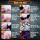 levne Halloweenská světla-halloween 12/24ks led světelná nástěnná výzdoba netopýrů, 3D netopýří halloweenská dekorace vnitřní nálepky netopýrů, voděodolné černé strašidelné kutilské netopýry pro domácí dekoraci vnitřní venkovní párty dekorace