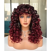 cheap Synthetic Trendy Wigs-Long Curly Wavy Blonde Wigs for Women Side Part Natural Looking Cosplay Synthetic Fiber Wig Heat Resistant Replacement Wig Halloween Cosplay Party Wigs
