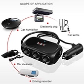 رخيصةأون شواحن السيارات-3 way 2 usb socket charger 12v car cigarette lighter splitter multocket led car fast charger adapter