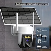رخيصةأون كاميرات شبكات IP خارجية-2K Pan Tilt 360 كاميرا أمان لاسلكية خارجية تعمل بالطاقة الشمسية مع رؤية ليلية ألوان 3MP 2-way كشف الحركة IP66 مقاوم للماء