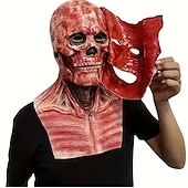 levne Halloween maska a rekvizity-halloween blood double mask, joker lebka strašidelná realistická halloween maska pro dospělé kostýmy halloweenský kostým pánský, děsivá zábava horor maska lebky