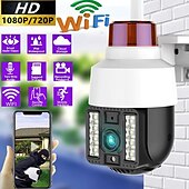 cheap Outdoor IP Network Cameras-Wireless Speed Dome Security Camera Humanoid Tracking Sound and Light Alert Smart Full Color Night Vision Bilingual Intercom Outdoor PTZ IP Camera CCTV Security Surveillance Camera(720P/1080P)