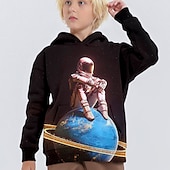 economico Visione 3D e Geometria del Ragazzo-Da ragazzo 3D Pop art Astronauta Felpa con cappuccio Manica lunga Stampa 3D Primavera Autunno Inverno Di tendenza Streetwear 3D Bambino 3-12 anni 4-12 anni Esterno Informale Giornaliero Standard