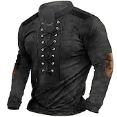 ieftine Tricouri vintage-Bărbați Harta lumii Imprimeu Grafic Tricouri grafice Cămașă de epocă Manșon Lung Tricou Cămașă Modă Designer Casual În aer liber Vacanță Purtare Zilnică Negru Maro Trifoi Primăvara &amp; toamnă