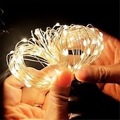 abordables Guirlandes lumineuses à piles-Guirlande lumineuse LED élégante pour réception de mariage, alimentée par USB/batterie, fil de cuivre, guirlande lumineuse pour fête, mariage, lumières de Noël, décoration