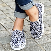 levne Dámské nazouváky a mokasíny-dámské halloween dýňové slip-on boty - pohodlné plátěné tenisky s potiskem jack-o&#039;-lantern, ideální pro běžné nošení a halloween party