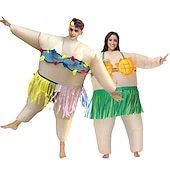 cheap Couples&#039; &amp; Group Costumes-Couples Hawaiian Inflatable Costumes Halloween Group Couples Costumes All Movie Cosplay Funny Costume Green Leotard / Onesie Halloween Carnival Masquerade Cloth