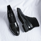 billige Dress Boots-brune ankelstøvletter i imitert skinn og semsket skinn for menn – snøredesign med topp-tå og slitesterk gummisåle for formell og fritidsklær