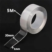baratos Utensílios para o Lar-1 rolo de 5 m 2/3/5 cm de largura transparente fita dupla face nano fita autoadesiva sem vestígios fita reutilizável cola adesivo para carro cozinha banheiro