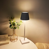 abordables Lampes de table-Lampe de table sans fil Protection des yeux Abat-jour plissé à gradation tactile en aluminium Lampe de table LED tricolore antidérapante rechargeable avec câble de chargement USB pour salle à manger